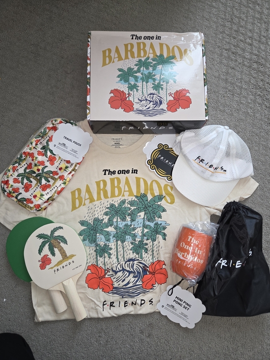 FRIENDS Other - FRIENDS Barbados Graphic Tee & Accessories Set - Cream, Green, Red, Yellow